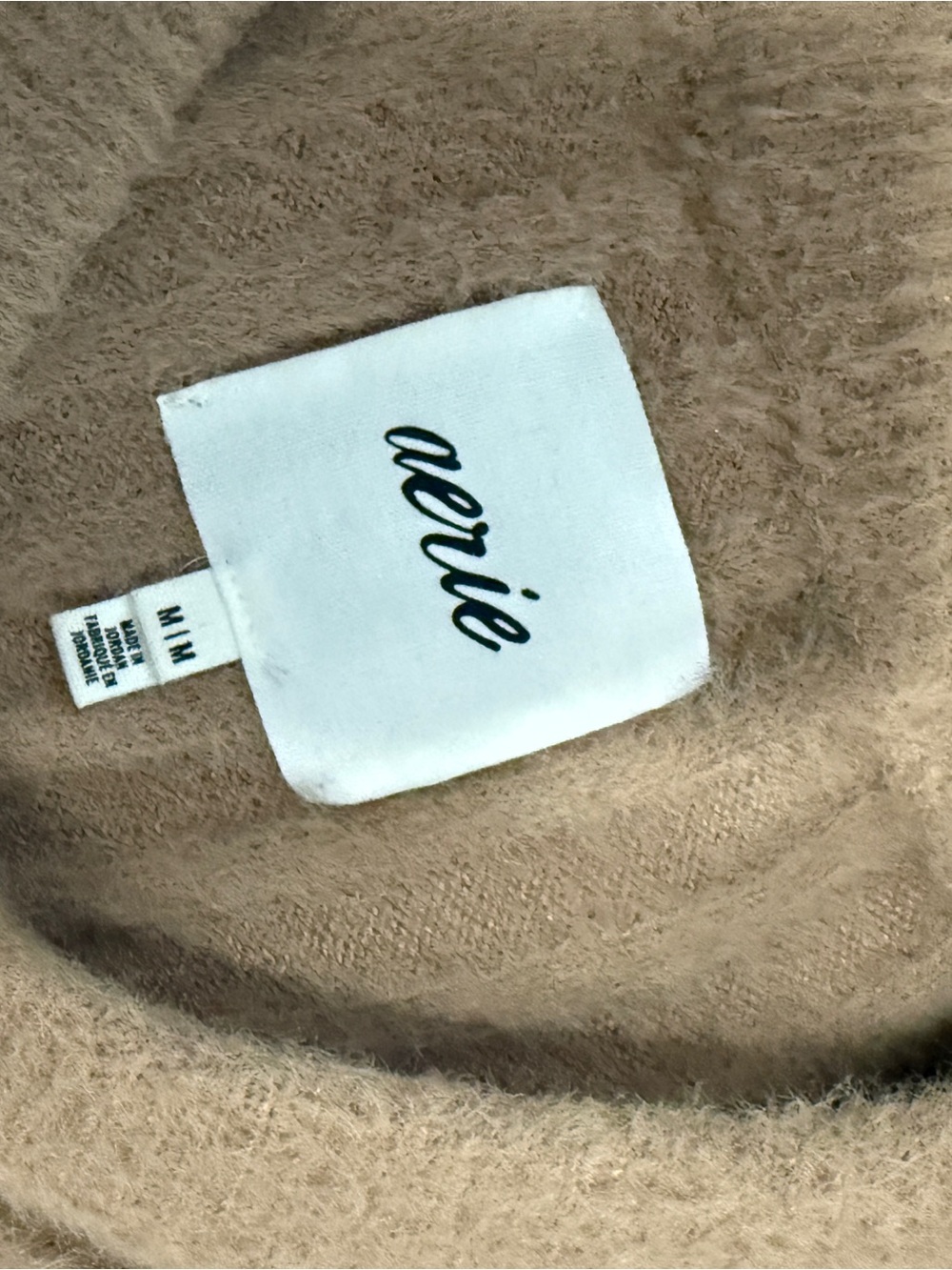 aerie Ribbed Crewneck Sweater in Camel Beige - Picture 2 of 4